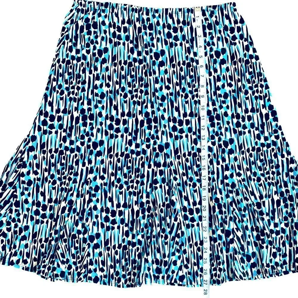 Laura Ashley Womens A-Line Flared Turquoise Black Contemporary Skirt Size Large